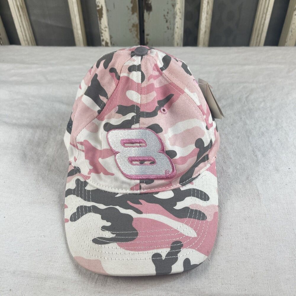 #8 Dale Jr. Budweiser Strapback Baseball Hat Cap Pink Camo Chase Authentics NWT